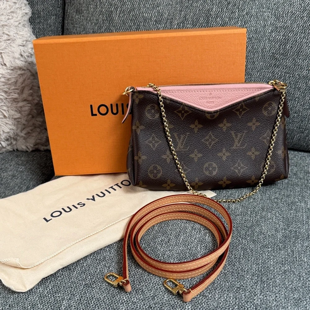 Authentic LV Louis Vuitton rare Pallas clutch crossbody in monogram ballarine - Picture 2 of 12